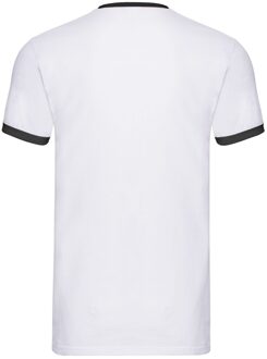 Fruit of the Loom Unisex Ringer T-shirt voor volwassenen (Wit/zwart) - maat 3XL