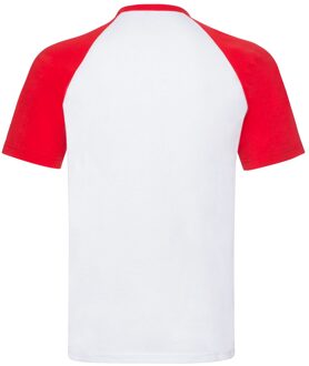 Fruit of the Loom Unisex Volwassen Contrast Honkbal T-shirt (Wit/rood) - 2XL