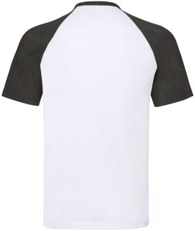 Fruit of the Loom Unisex Volwassen Contrast Honkbal T-shirt (Wit/zwart) - maat XL