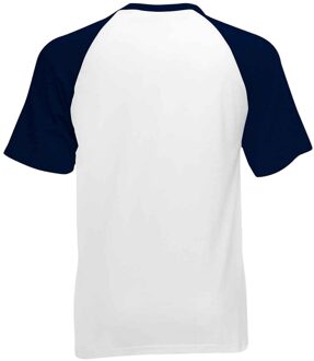 Fruit of the Loom Unisex Volwassen Contrast Honkbal T-shirt (Witte/diepe marine) Veelkleurig - 3XL