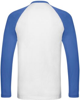 Fruit of the Loom Unisex Volwassenen Contrast Honkbal T-shirt met lange mouwen (Wit/royaal blauw) - maat XL