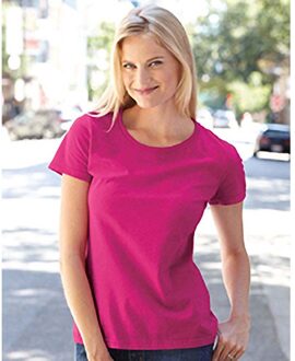 Fruit of the Loom Vrouwen / Dames Fit Ringgesponnen Premium Tshirt (Fuchsia) - maat 2XL