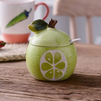 Fruit Stijl Suikerpot Thuis Keuken Set Ceramica Zout Kruiderij Pot Potten Suiker Container Honing Jar Kruiden Blikjes 5