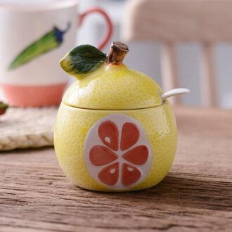 Fruit Stijl Suikerpot Thuis Keuken Set Ceramica Zout Kruiderij Pot Potten Suiker Container Honing Jar Kruiden Blikjes 6