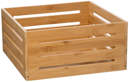 Fruitkisten opslagbox - open structuur - lichtbruin - hout - L31 x B31 x H15 cm - Opbergkisten