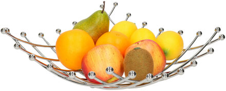 Fruitmand/fruitschaal chroom vierkant 32 x 32 cm - Fruitschalen Zilverkleurig