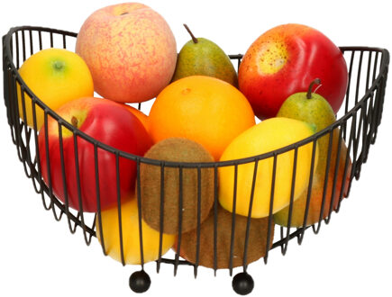 Fruitmand/fruitschaal zwart ovaal 25 x 22 x 18 cm