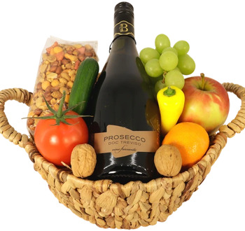 Fruitmand prosecco borrelmix Ø 30cm