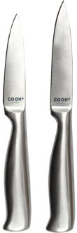 fruitmessen set - 2x - inox - RVS - 8 en 10 cm - koksmes / keukenmes / schilmes