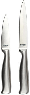 fruitmessen set - 2x - inox - RVS - 8 en 12 cm - koksmes / keukenmes / schilmes