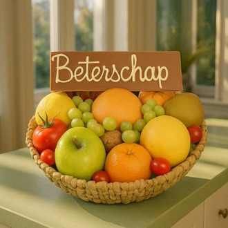 Fruitschaal beterschap met chocoladereep
