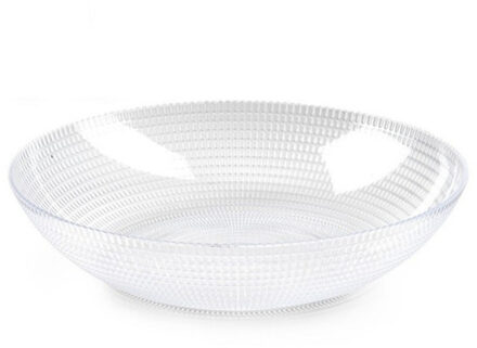 Fruitschaal - D30 x H6.5 cm - saladeschaal/ serveerschaal - kunststof - transparant