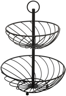 Fruitschaal fruitmand - dubbel - metaal - 27x39 cm - Fruitmand - Draadmand