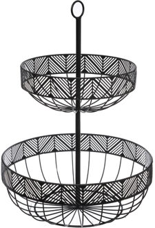 Fruitschaal - fruitmand - dubbel - metaal - 30 x 42 cm - Draadmand van metaal