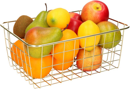 Fruitschaal/fruitmand industrieel metaal goud 28 x 22 x 13 cm