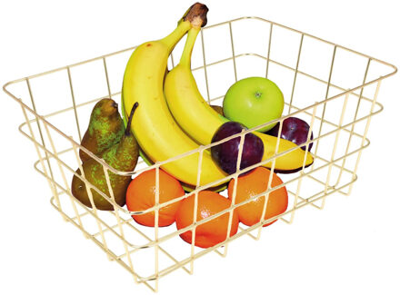 Fruitschaal/fruitmand middelgroot staaldraad goud 30 x 21 x 14 cm - Fruitschalen Goudkleurig