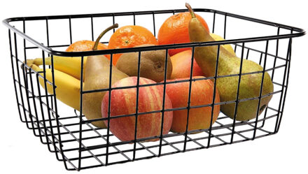 Fruitschaal/fruitmand middelgroot staaldraad zwart 18 x 24 x 10 cm - Fruitschalen