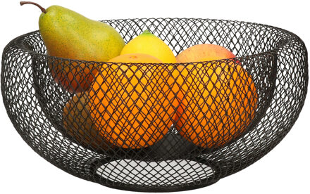 Fruitschaal/fruitmand rond zwart metaal 27 cm - Fruitschalen