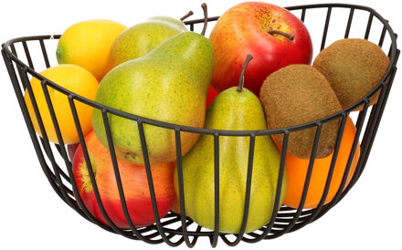 Fruitschaal/fruitmand rond zwart metaal 27 cm