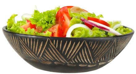 Fruitschaal/fruitmand - serveer schaal - mango hout - D24 x H7 cm - broodmand - zwart