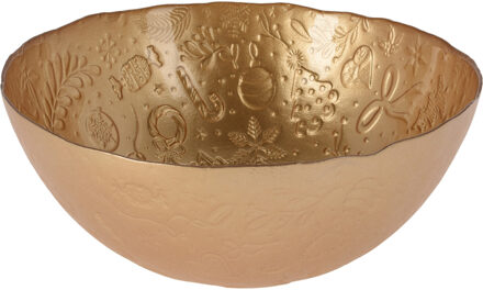 Fruitschaal - goud - glas - D28 x H11,5 cm - rond - kerst schaal