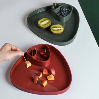 Fruitschaal Nordic-Stijl 3 In 1 Creatieve Gedroogde Snack Lade Voor Thuis Moderne Eenvoudige Fruitschaal keuken Tool rood