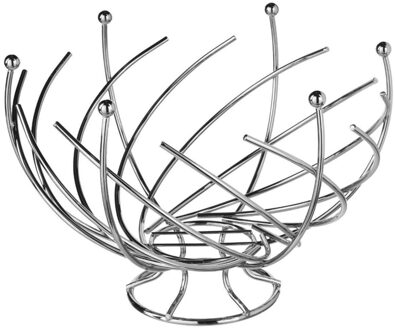 Fruitschaal op voet - zilver - metaal - 30 cm - rond - fruitmand