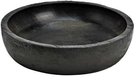 Fruitschaal - serveer schaal - mango hout - D20 x H5 cm - broodmand - zwart