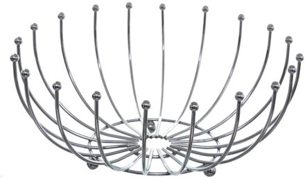 Fruitschaal - zilver - metaal - 32 cm - rond - fruitmand - draadmand