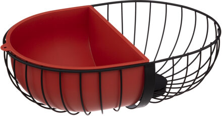 Fruitschaal - zwart/rood - 30 x 20 cm - metaal - met inzetbakje