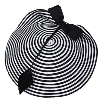 Fs Tovenaar Bruiloft Hoeden Voor Vrouwen Elegante Zwarte Witte Veer Gestreepte Cupido Pillendoosjepet Vintage Cocktail Lady Kerk Fedora zwart en wit hat