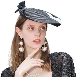 Fs Tovenaar Bruiloft Hoeden Voor Vrouwen Elegante Zwarte Witte Veer Gestreepte Cupido Pillendoosjepet Vintage Cocktail Lady Kerk Fedora