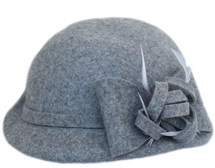 Fs Wol Fedora Hoed Met Sluier Bloemen Formele Cap Elegante Vrouwen Kerk Vilten Hoeden Zwart Rood Chapeau Femme Kerk caps wijn rood