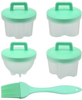Fsdlt Eierkoker Met Deksel Borstel Ei Cooker Mold 4 Stks/set Kookgerei Bakvormen Tool Keuken Koken Tool Leuke Eierkoker stroper groen