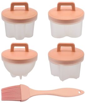 Fsdlt Eierkoker Met Deksel Borstel Ei Cooker Mold 4 Stks/set Kookgerei Bakvormen Tool Keuken Koken Tool Leuke Eierkoker stroper roze