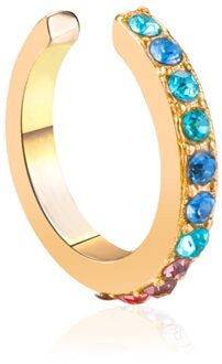 Fsunion 2022 Mode Clip Op Oorbellen Crystal Oor Manchet Niet Doorboord Oorbellen Nose Ring Voor Vrouwen Oorbellen Punk Rock earcuff goud veelkleurig