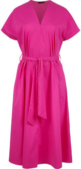 Fuchsia A-lijn Midi Jurk met Riem - L