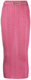 Fuchsia Roze Gebreide Midi Rok Alessandra Rich , Pink , Dames - 2XS
