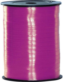 Fuchsia roze sier cadeau lint 500 meter x 5 milimeter breed