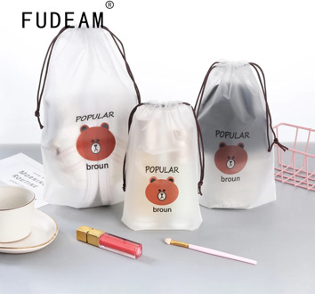 FUDEAM 2 PCS Bear Flamingo Transparent Drawstring Bag Multi Size Jewelry Packaging Bag Waterproof Shoes Storage Bag Cosmetic Bag