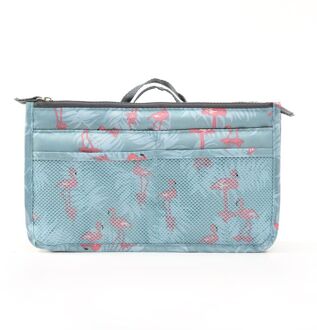 Fudeam Polyester Flamingo Draagbare Cosmetische Tas Vrouwen Multifunctionele Reizen Opslag Organiseren Handtas Make Up Cosmetische Cases blauw flamingo