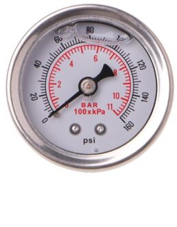 Fuel Pressure Regulator Gauge 0-160 Psi / Bar Vloeibare Vullen Chrome Stookolie Gauge
