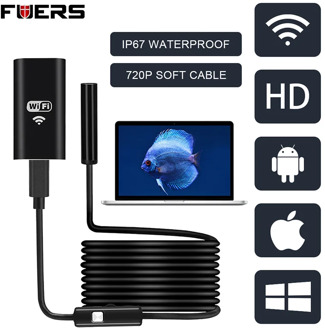 FUERS WIFI Endoscope Camera HD 720P 8mm Lens Wireless Inspection Soft Cable Waterproof Borescope Android IOS Phone Endoscope