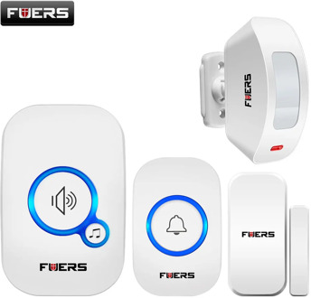 Fuers Wireless Doorbell Home Security Pir Motion Welcome Chime Door Sensor Sound Alarm 32 Song Smart Doorbell Ring Touch Button