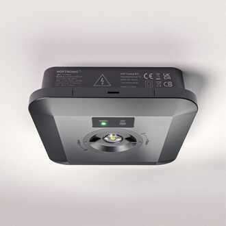 Fuga - LED Opbouwspot Vierkant Noodverlichting Zwart - 3 Watt 280 Lumen - Verwisselbare lens - IP65 waterdicht - 3 uur noodaccu (3300 mAh) - 6500K daglicht wit - Autotest functie