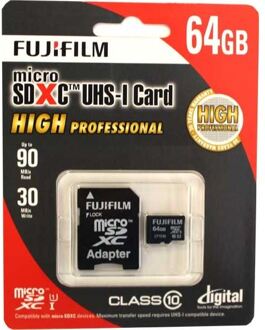 Fujifilm Micro SDXC 64GB UHS-I High Speed Professional Class 10 Memory Card inc Full Size SD Adapter