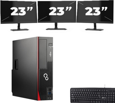 Fujitsu Esprimo D757 SFF - Intel Core i5-6e Generatie - 8GB RAM - 256GB SSD - Windows 11 + 3x 23 inch Monitor