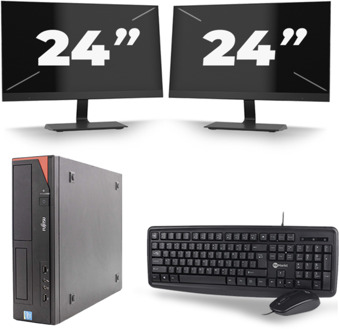 Fujitsu Esprimo E420 SFF - Intel Core i5-4e Generatie - 8GB RAM - 256GB SSD - Windows 10 + 2x 24 inch Monitor