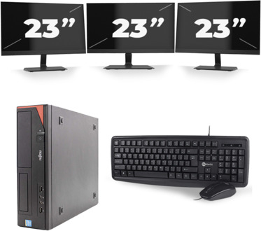 Fujitsu Esprimo E420 SFF - Intel Core i5-4e Generatie - 8GB RAM - 256GB SSD - Windows 10 + 3x 23 inch Monitor