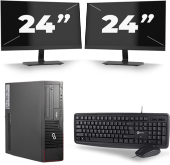 Fujitsu Esprimo E700 SFF - Intel Core i3-2e Generatie - 8GB RAM - 256GB SSD - Windows 10 + 2x 24 inch Monitor